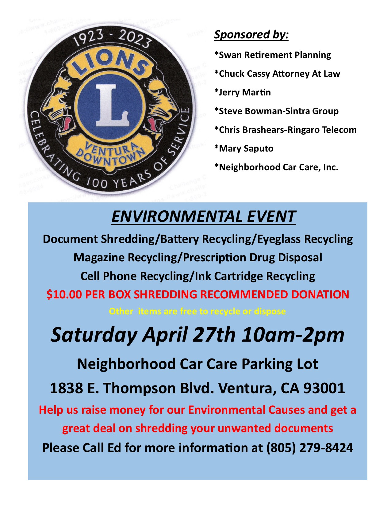 Flyer for Shredding Event 2024