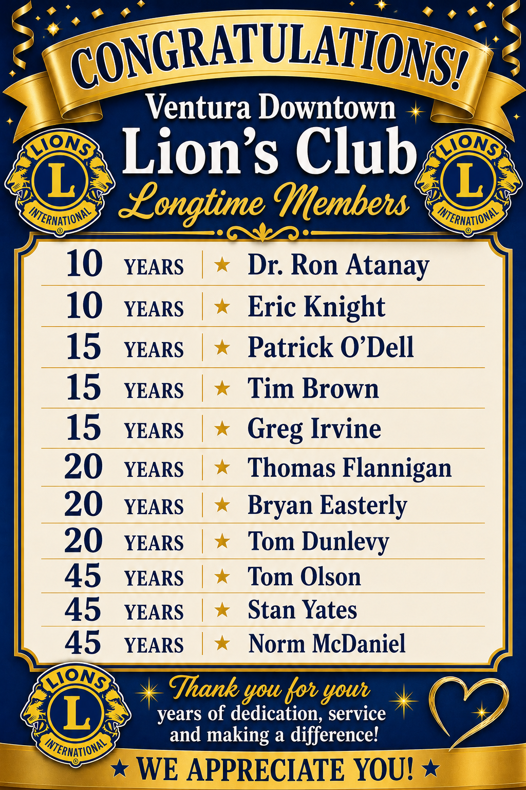 AugLongMembers2026 Graphic celebrating long term members