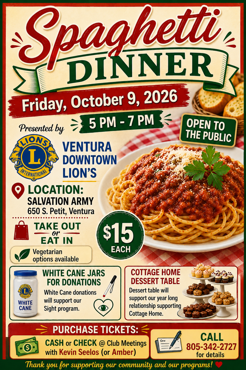 AugSpagDinner2026 Flyer for Spaghetti Dinner